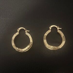 Gold Textured Hoop Earrings - Women Jewelry